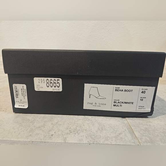 NIB Rag & Bone Beha Boot: Black & White Snake print Size: 10 - Picture 12 of 12